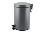 Grey pedal bin with a round lid and a black foot pedal