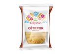 Smoked cheese in a clear package with a folk-inspired floral design.