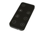 Black remote control with touch buttons for power, mode, eco, fan, timer, and temperature