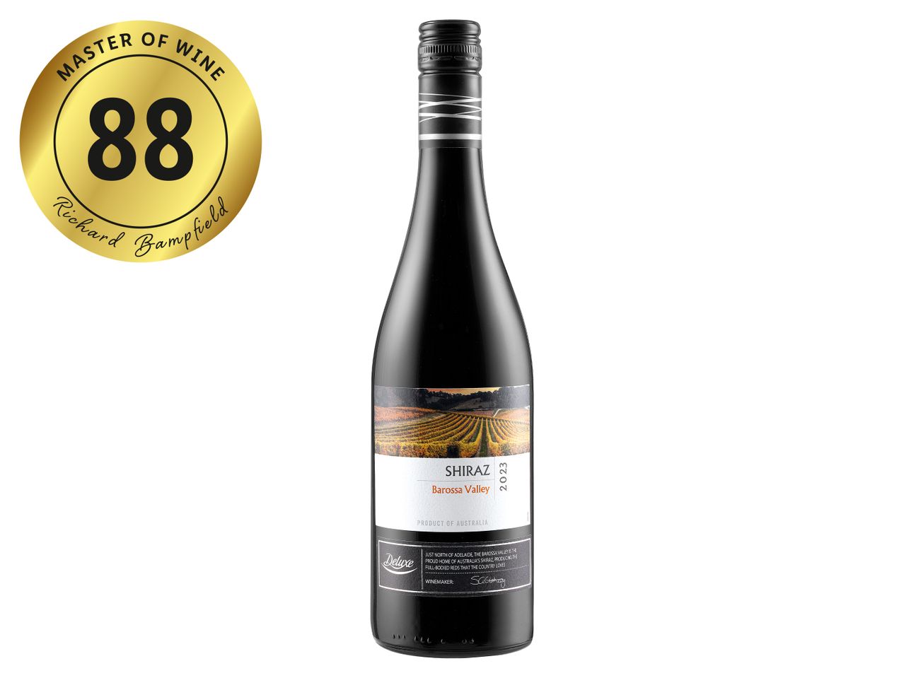 Shiraz Barossa Valley wine bottle, rated 88 by Richard Bamfield.