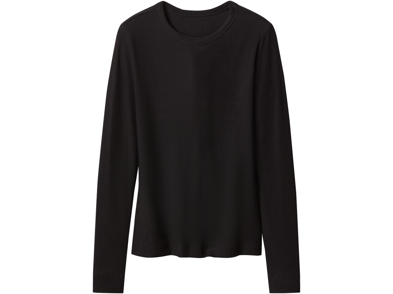 Черна дамска рипсена блуза с дълъг ръкав.