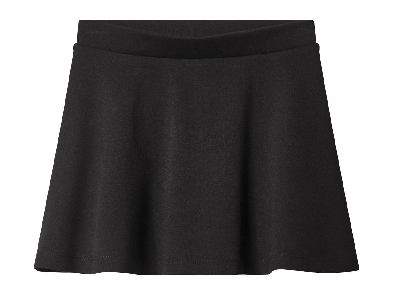 Black flared mini skirt with an elasticated waistband.