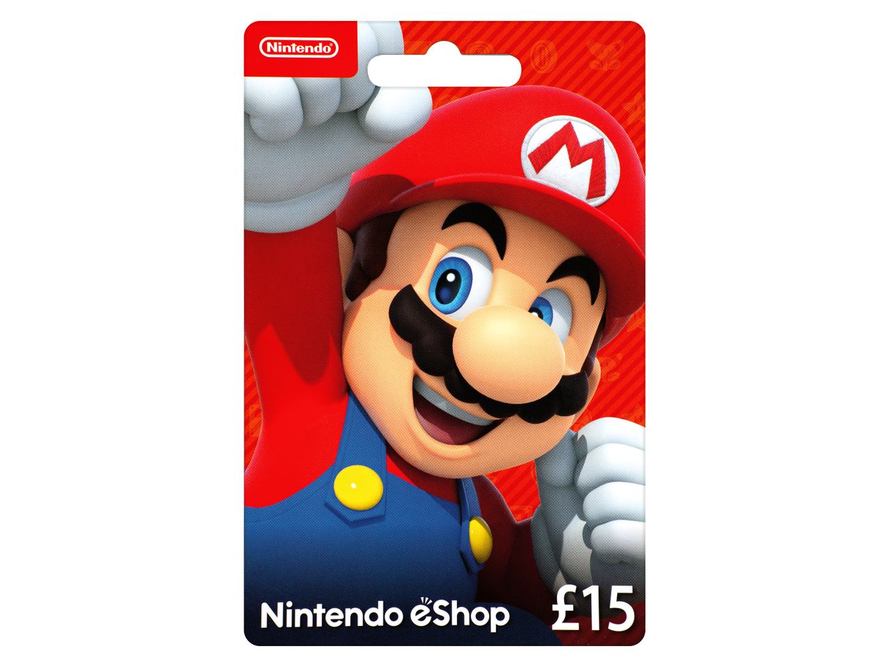 Nintendo eShop £15 gift card featuring Super Mario.