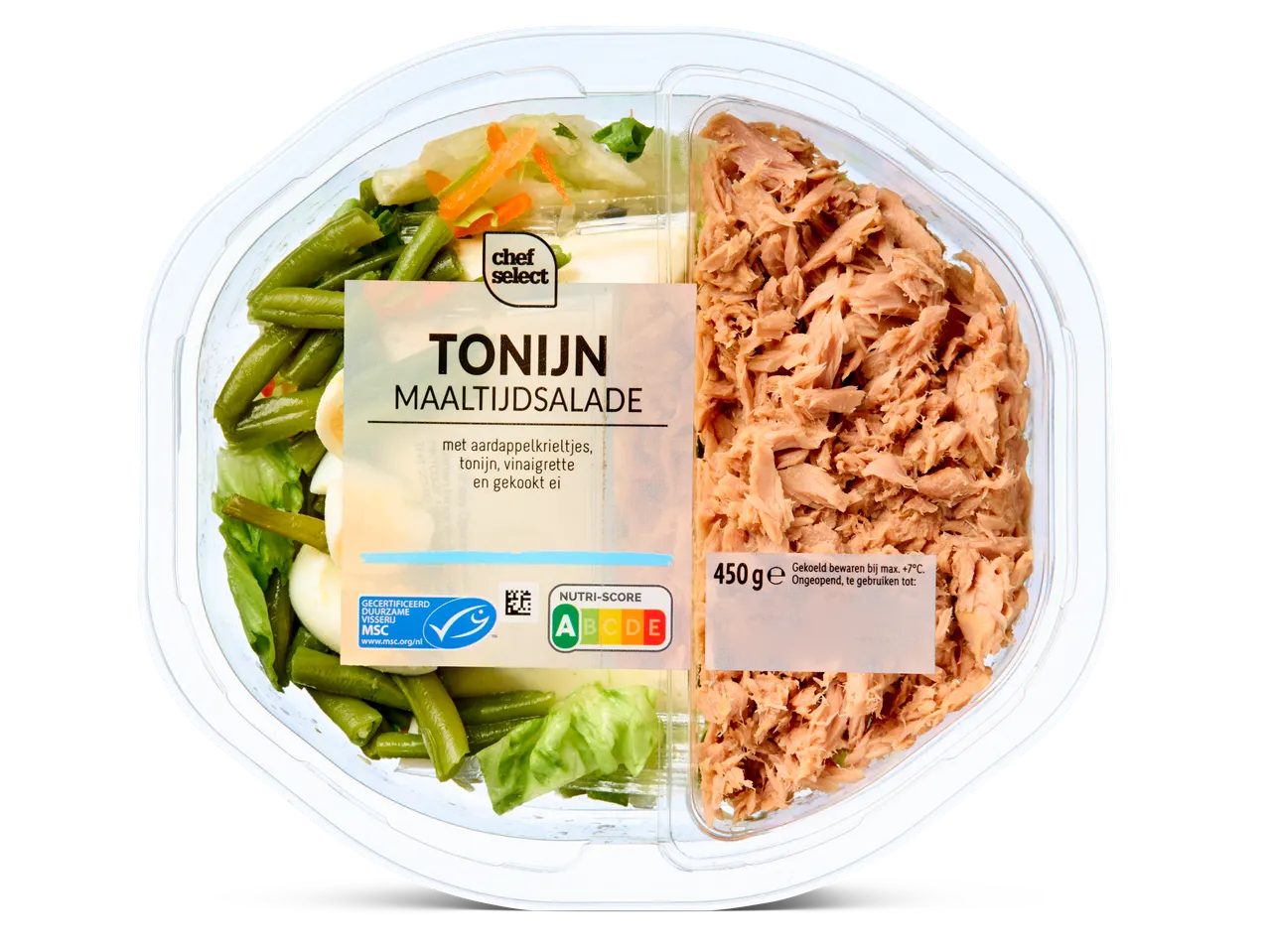 Chef Select tonijnsalade: tonijn, sperziebonen en eieren.