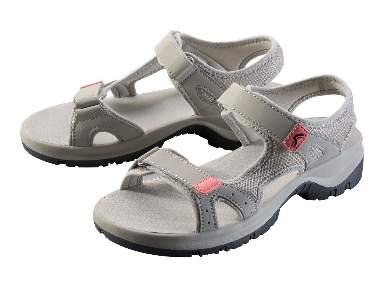 Pair of light grey women's sports sandals with pink accents