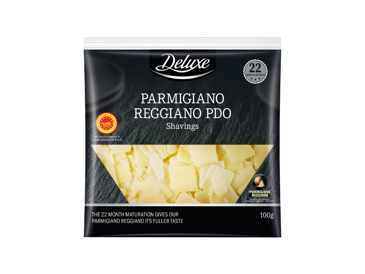 Deluxe Parmigiano Reggiano PDO strugotine, 22 mjeseca odležane, 100g pakiranje.