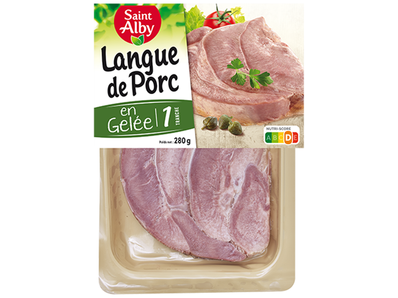 Langue de porc en gelée, emballée, avec Nutri-Score D.