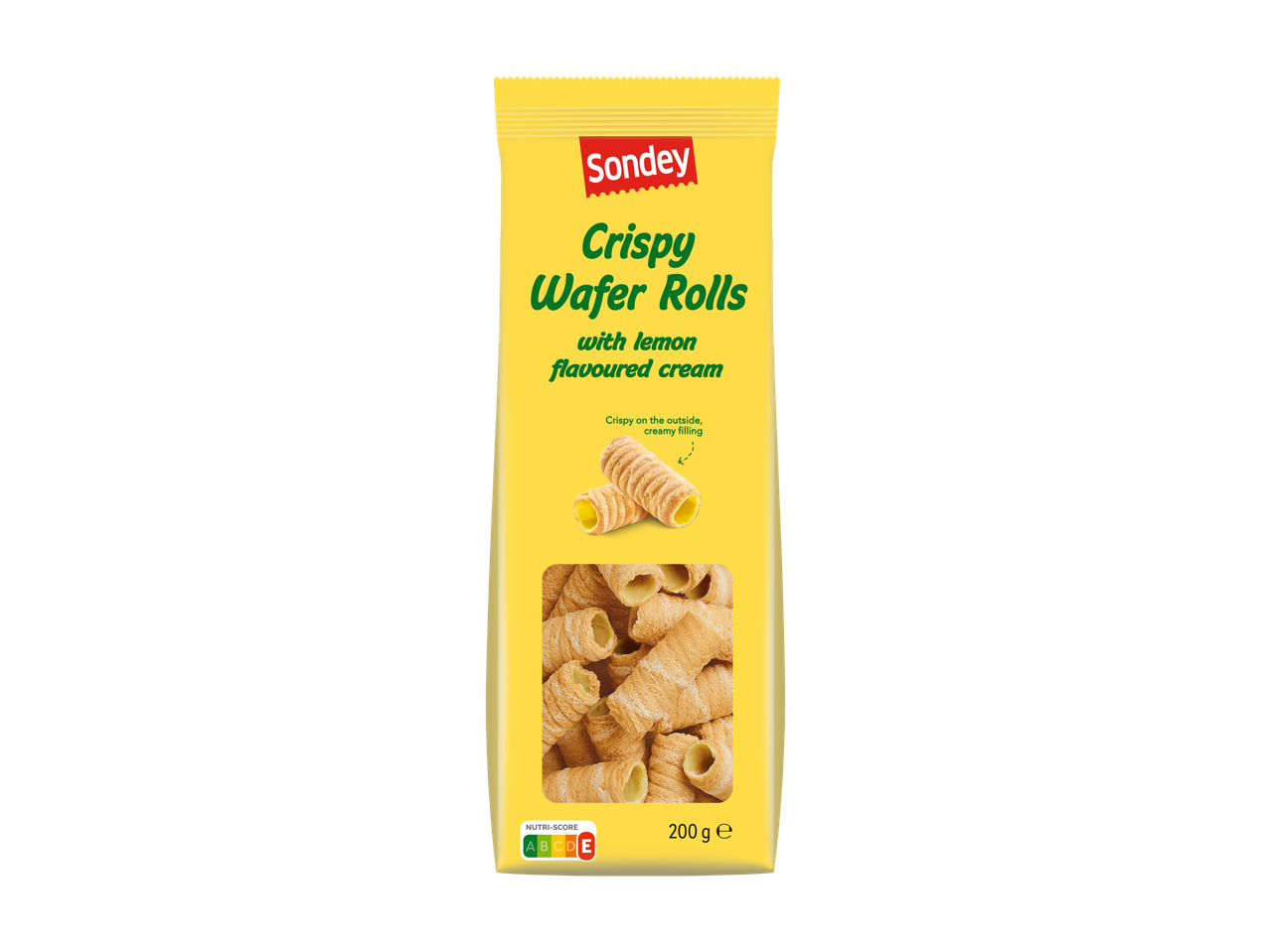 Sondey Hrustljave sadne rolice: knapperige wafelrolletjes met citroencrèmevulling, 200g.