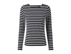 Black and white striped long-sleeved top