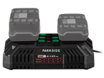 Parkside X20Vteam punjač sa dve baterije.