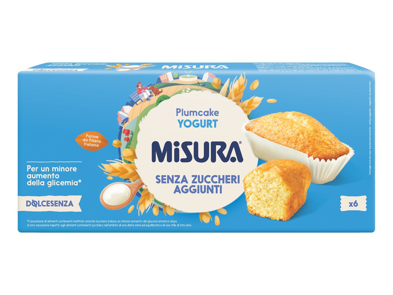 Cutie de plumcake Misura cu iaurt, fără zahăr adăugat, cu șase bucăți.