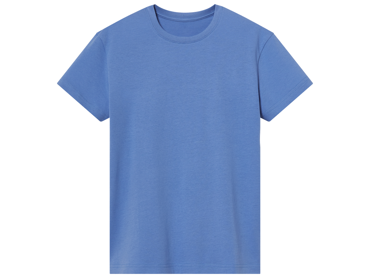 T-shirt bleu uni à manches courtes et col rond