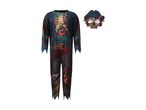 Pirate zombie costume with a jumpsuit featuring an octopus design and a matching skull mask.
