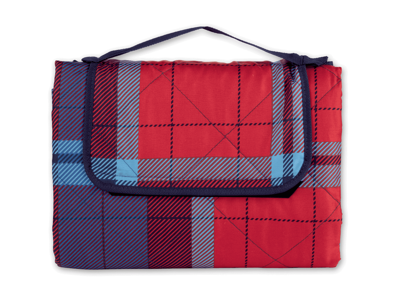 Rot-blau karierte Picknickdecke mit Tragegriff