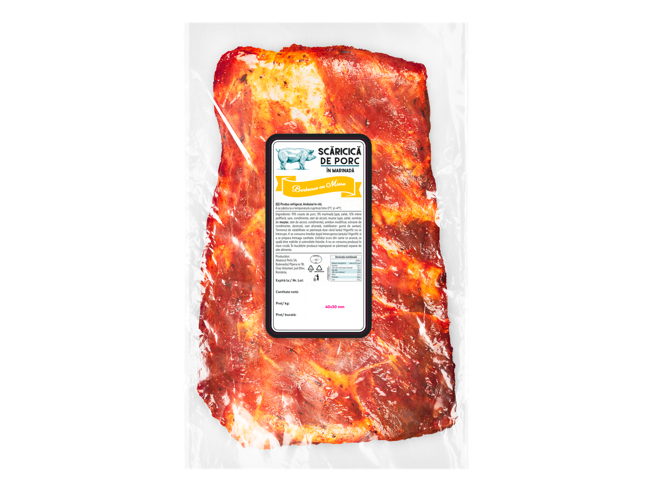 Coaste de porc marinate, ambalate.