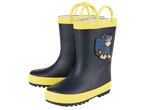 Детски гумени ботуши в тъмносиньо и жълто с щампа на кученце