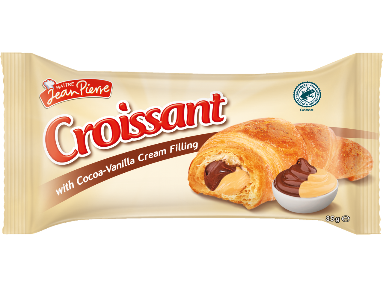 Croissant Maître Jean-Pierre cu cremă de cacao și vanilie, 85g