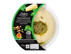 Deluxe houmous topped with basil pesto and Parmigiano Reggiano.