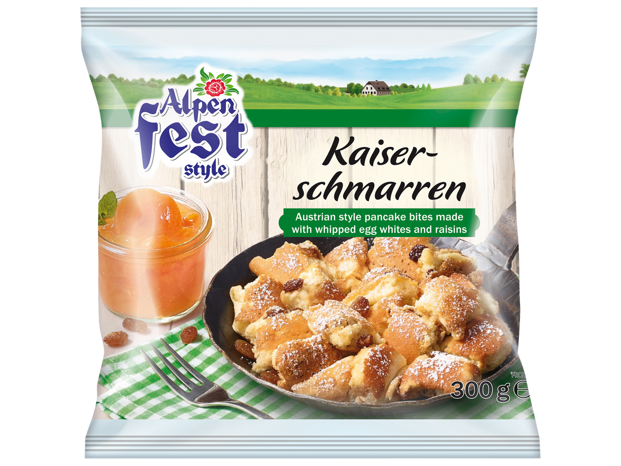 Alpen Fest Kaiser-Schmarrn: Oostenrijkse pannenkoekenhapjes met eiwit en rozijnen.