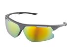 Grey sports sunglasses with mirrored yellow-green lenses