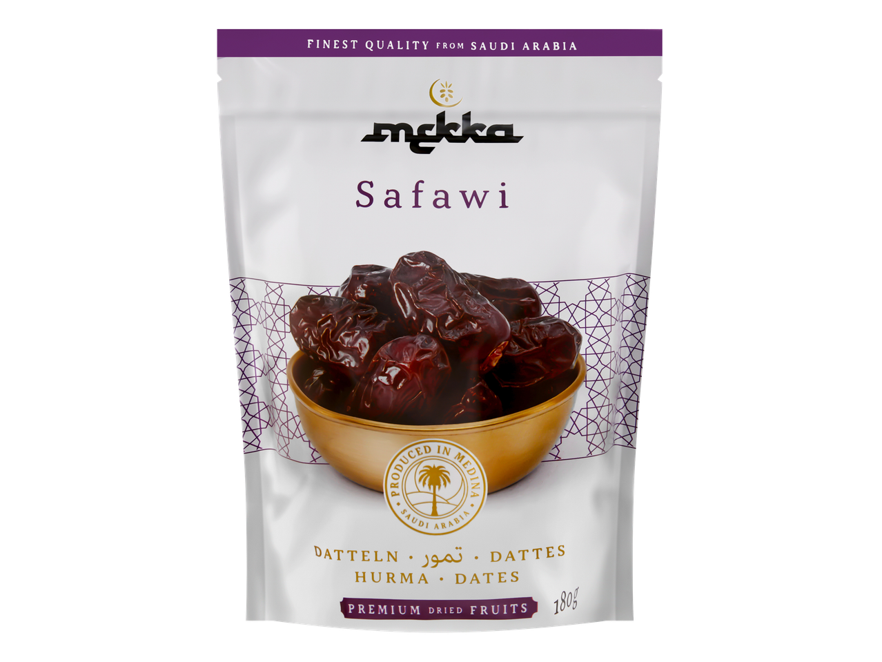 Sachet de dattes Safawi de qualité supérieure, 180g.