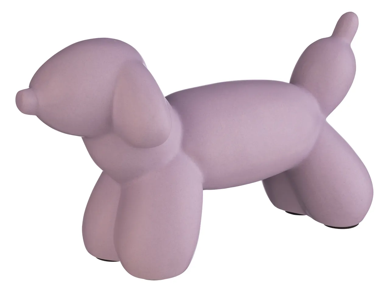 Statuetta a forma di cane a palloncino, color lilla.