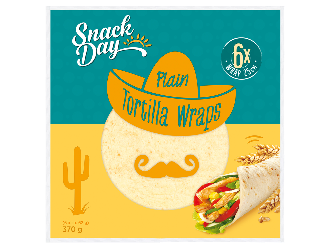 Wraps tortilla Snack Day : 6 wraps de 25 cm.