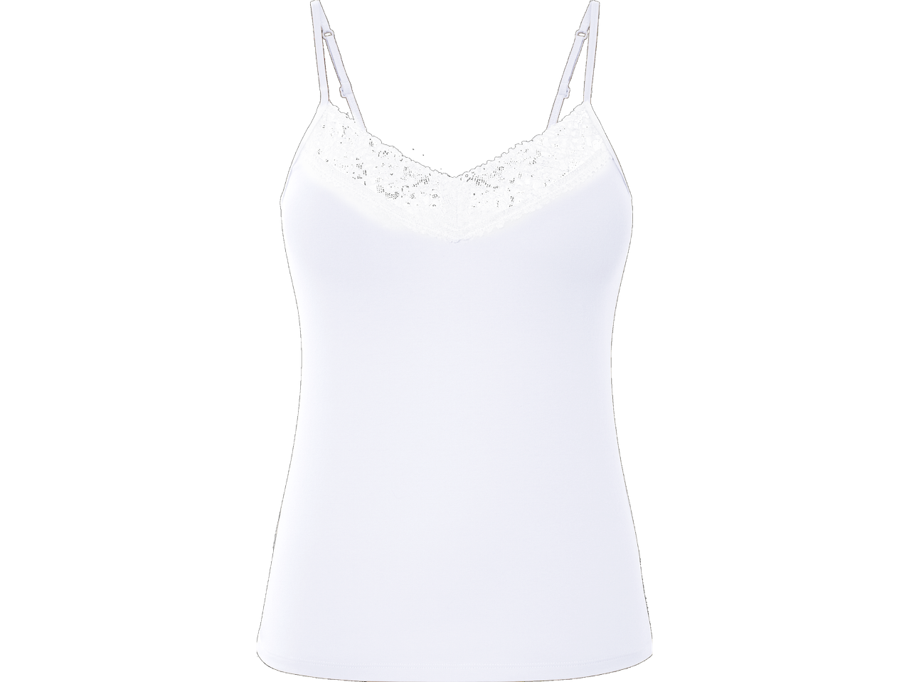 White lace-trimmed top.