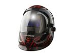 Eine Parkside Schweißmaske mit Flammen-Design.