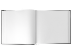 Álbum de fotos Crelando aberto com páginas brancas em branco