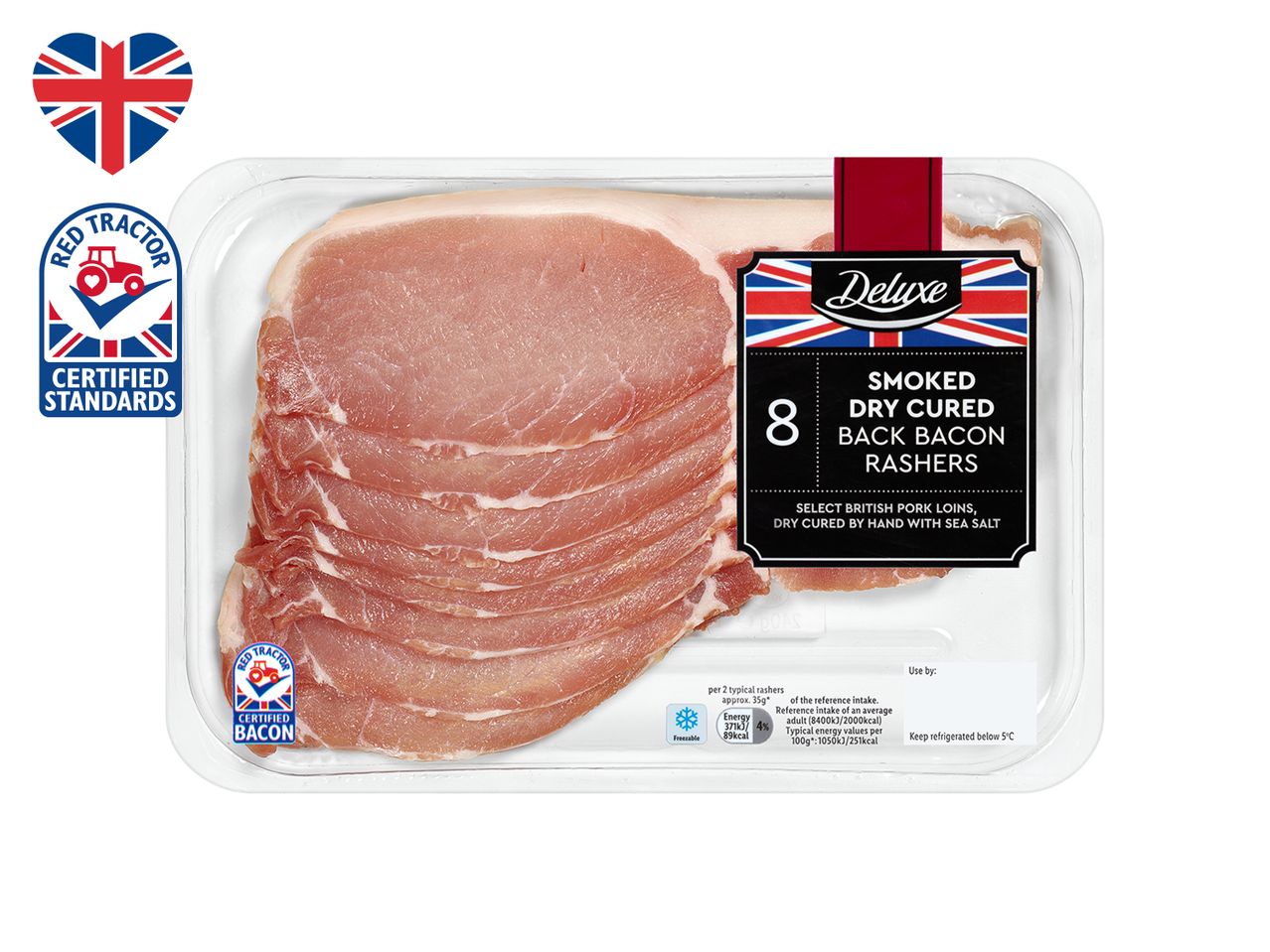 Go to full screen view: Deluxe RSPCA Dry Cured British Back Bacon - Image 1