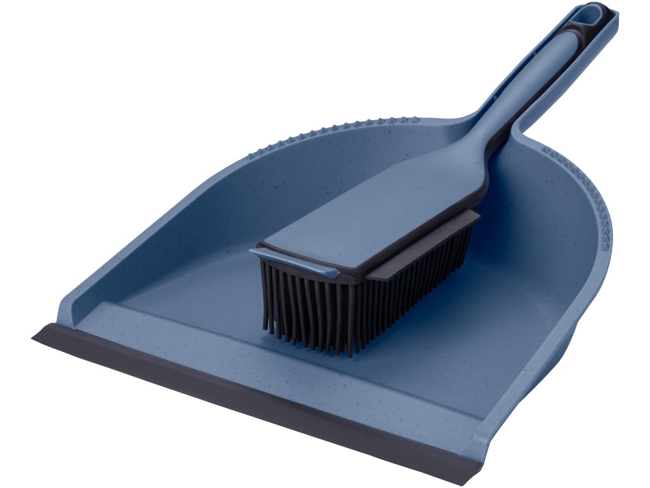 Set di scopa e paletta blu per la pulizia.