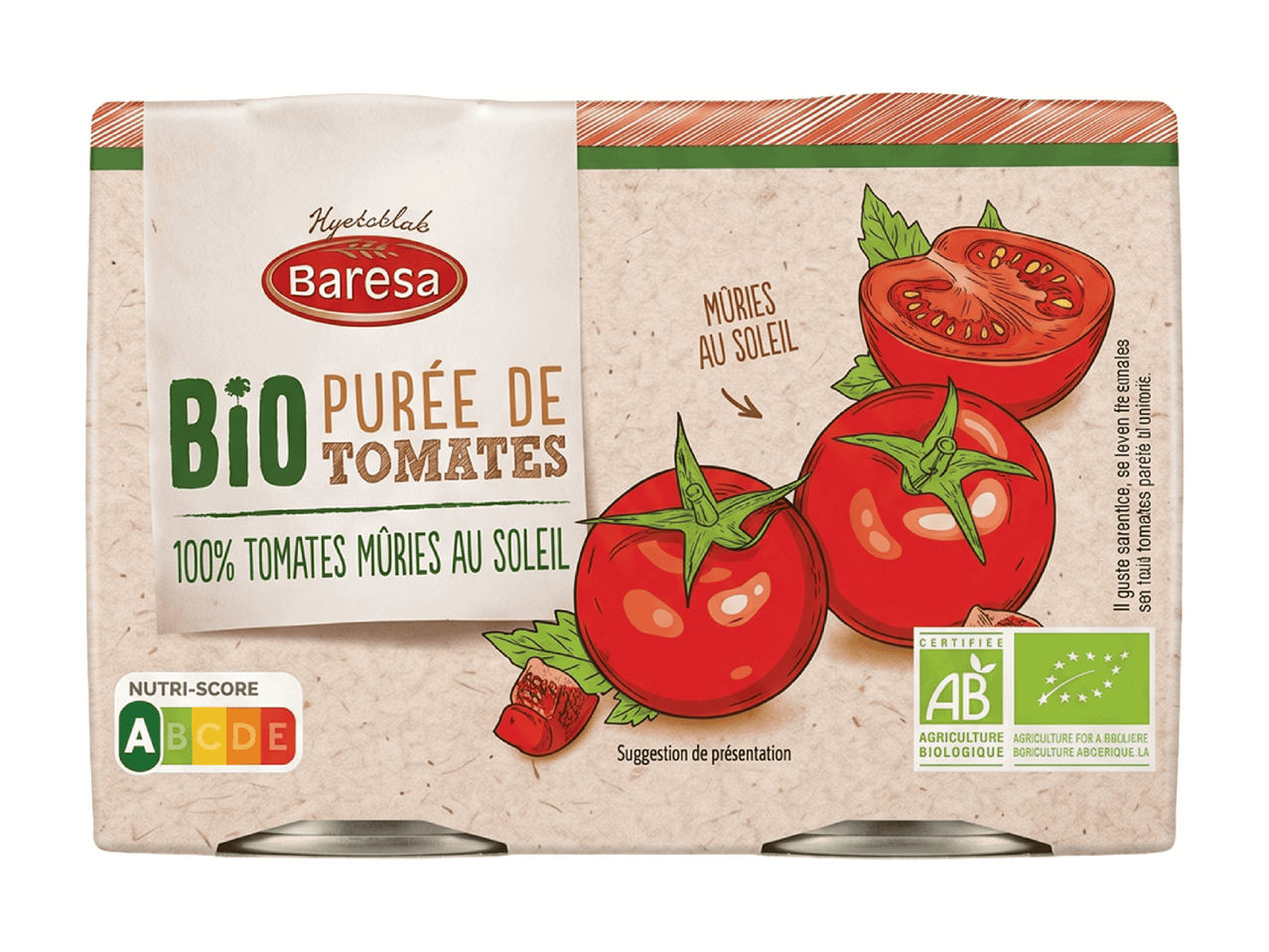 Bio-Tomatenpüree aus sonnengereiften Tomaten mit Nutri-Score A.