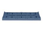 Folded blue plastic crate