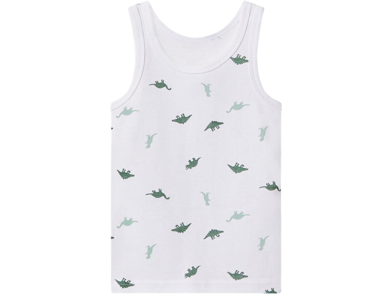 lupilu® Kids' Vest in white with a green dinosaur pattern