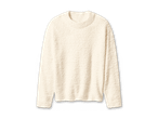 Cremefarbener, flauschiger Pullover mit Rundhalsausschnitt