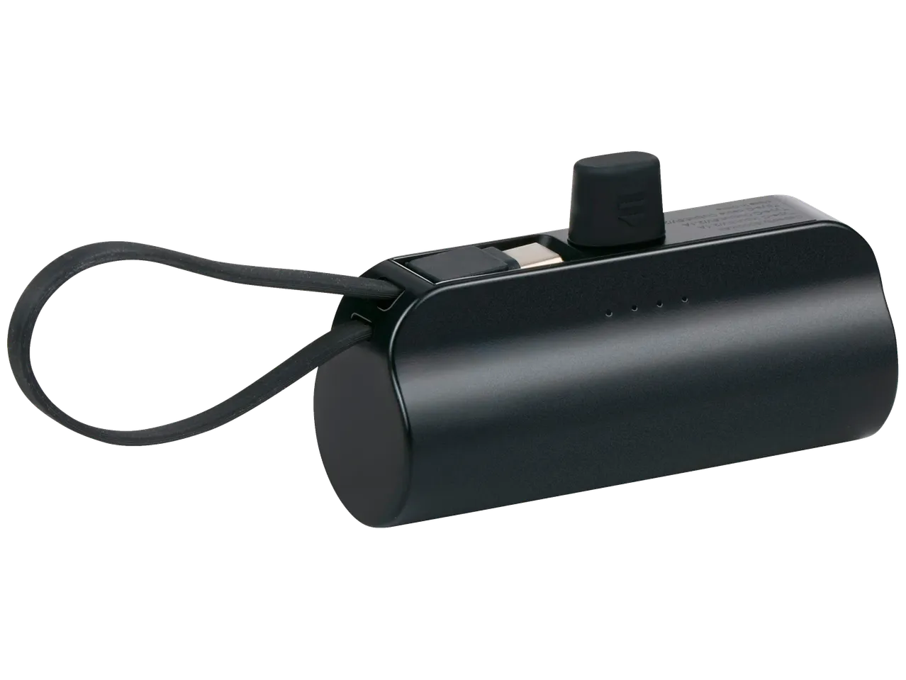 Powerbank GRUNDIG 5000 mAh με βάση, μαύρο, με ενσωματωμένο καλώδιο.