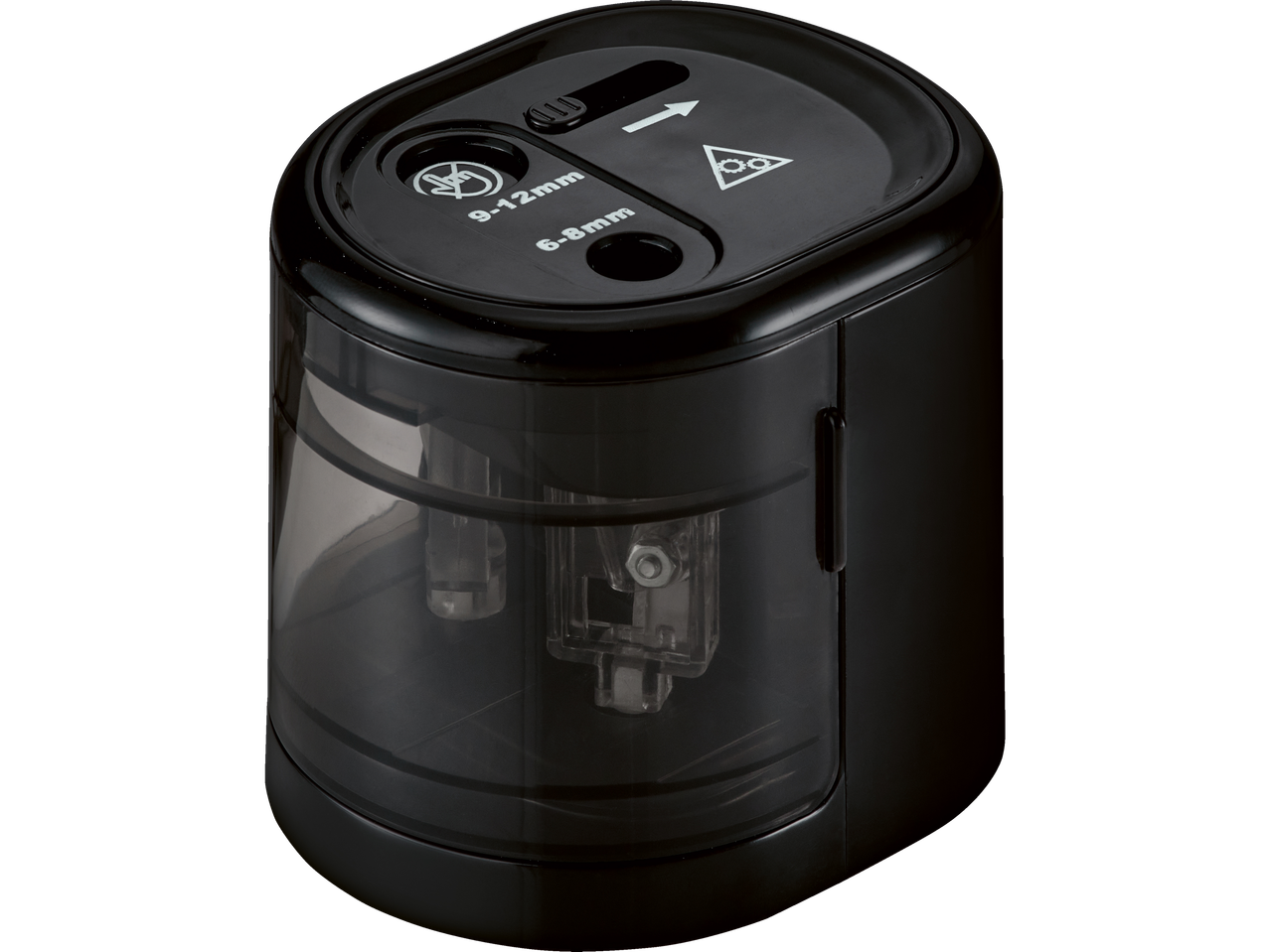 Crna električna oštrač za olovke od 6-8 mm i 9-12 mm.