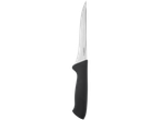 Livarno Home stainless steel boning knife with black handle.