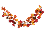 Autumn garland with colorful leaves, pumpkins, and pinecones.