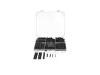 A clear plastic box contains a set