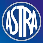 Kék kör alakú logó fehér „ASTRA” felirattal.