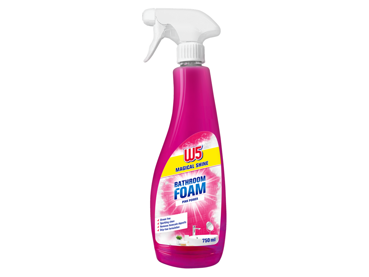 W5 Magical Shine Mousse de Salle de Bain, Pink Power, 750 ml
