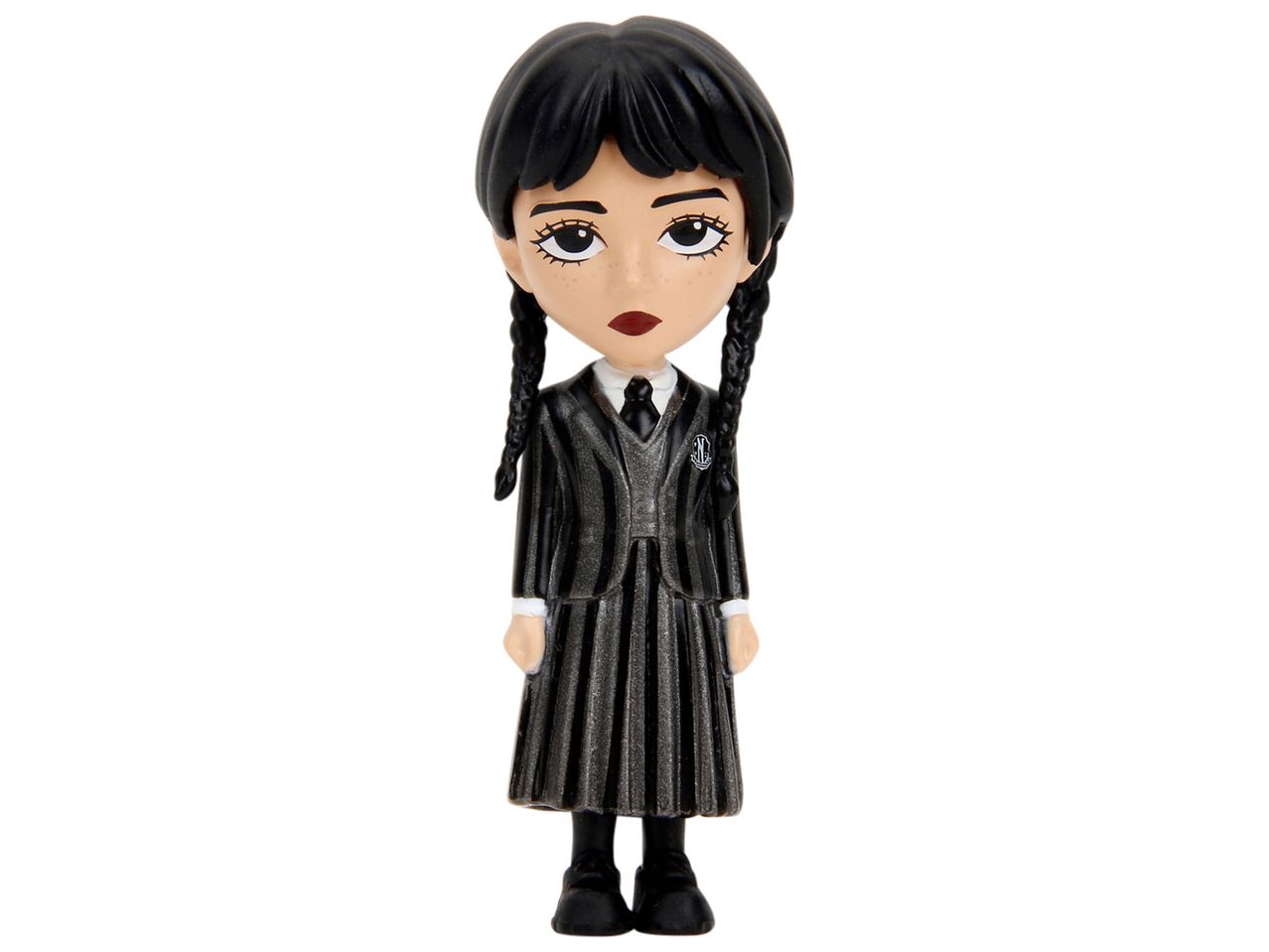 Wednesday Addams figurine in a striped suit