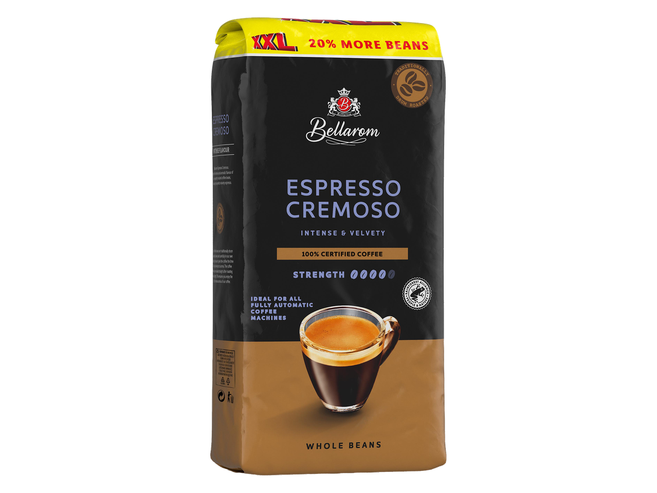 Espresso Cremoso kávébabok, intenzív és bársonyos ízzel, 20% extra tartalommal.