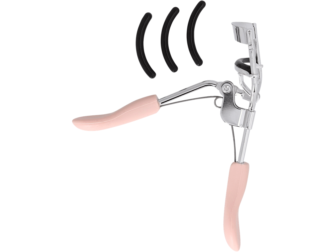 Revirador de pestanas CIEN BEAUTY com pegas cor-de-rosa e três recargas de silicone.