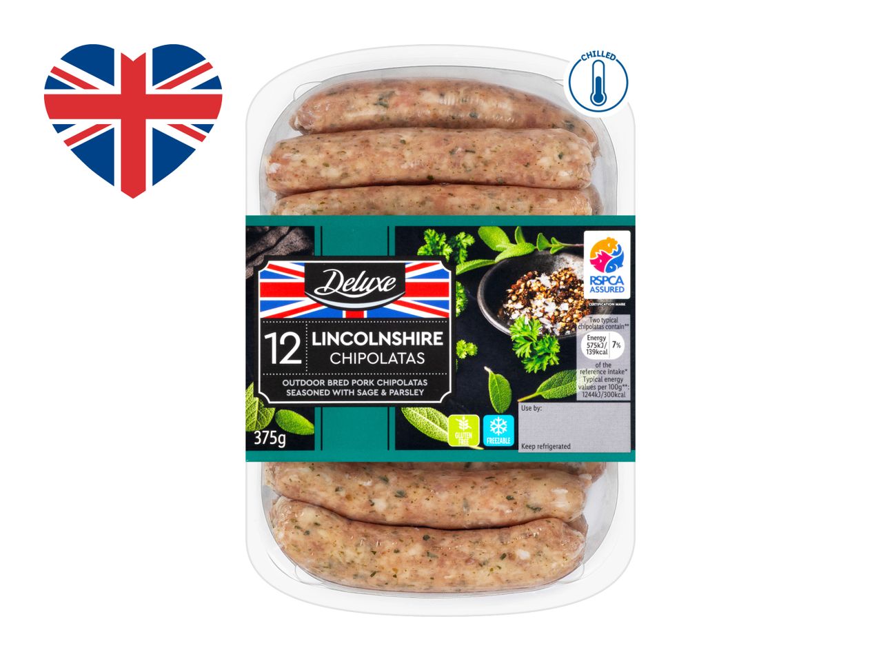 12 British Lincolnshire Chipolatas