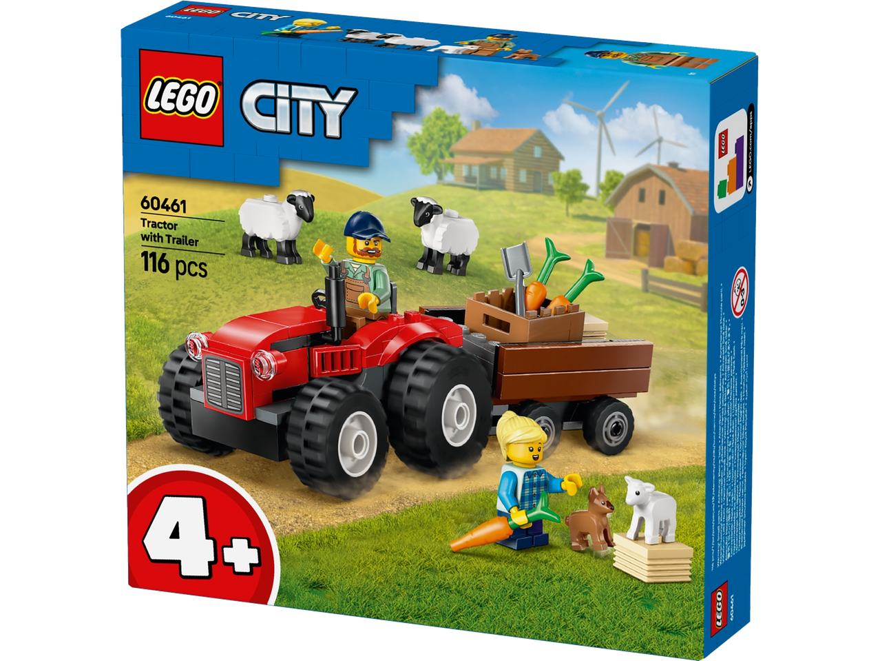 LEGO City 60461: Tractor cu remorcă, 116 piese. Jucărie de fermă pentru copii.
