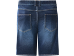 Bermude jeans albastre închise pentru bărbați, vedere din spate cu buzunare