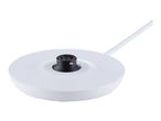 White electric kettle base with a black power connector and a white power cord.